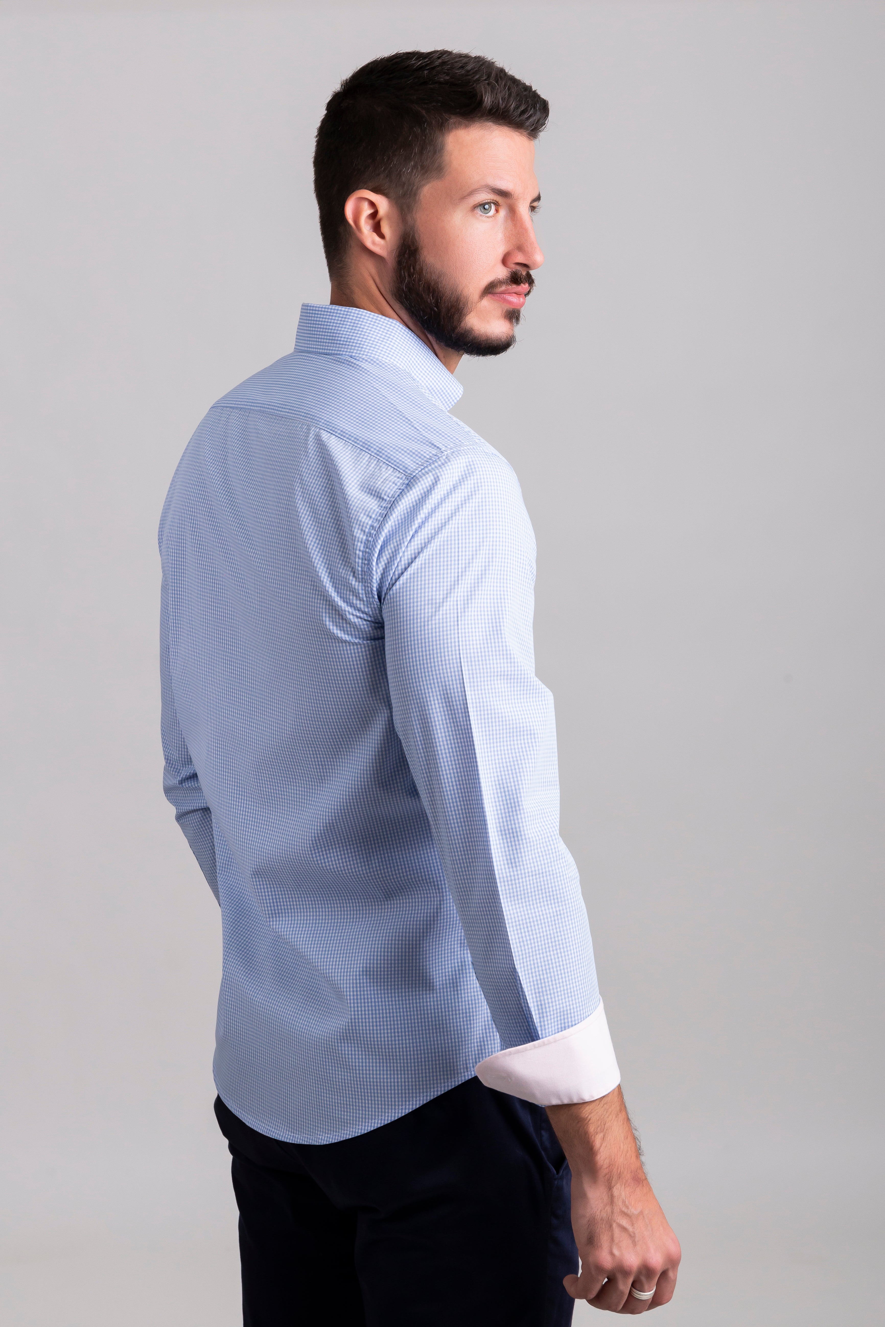 Camisa Cuadros Mini Azul Cielo