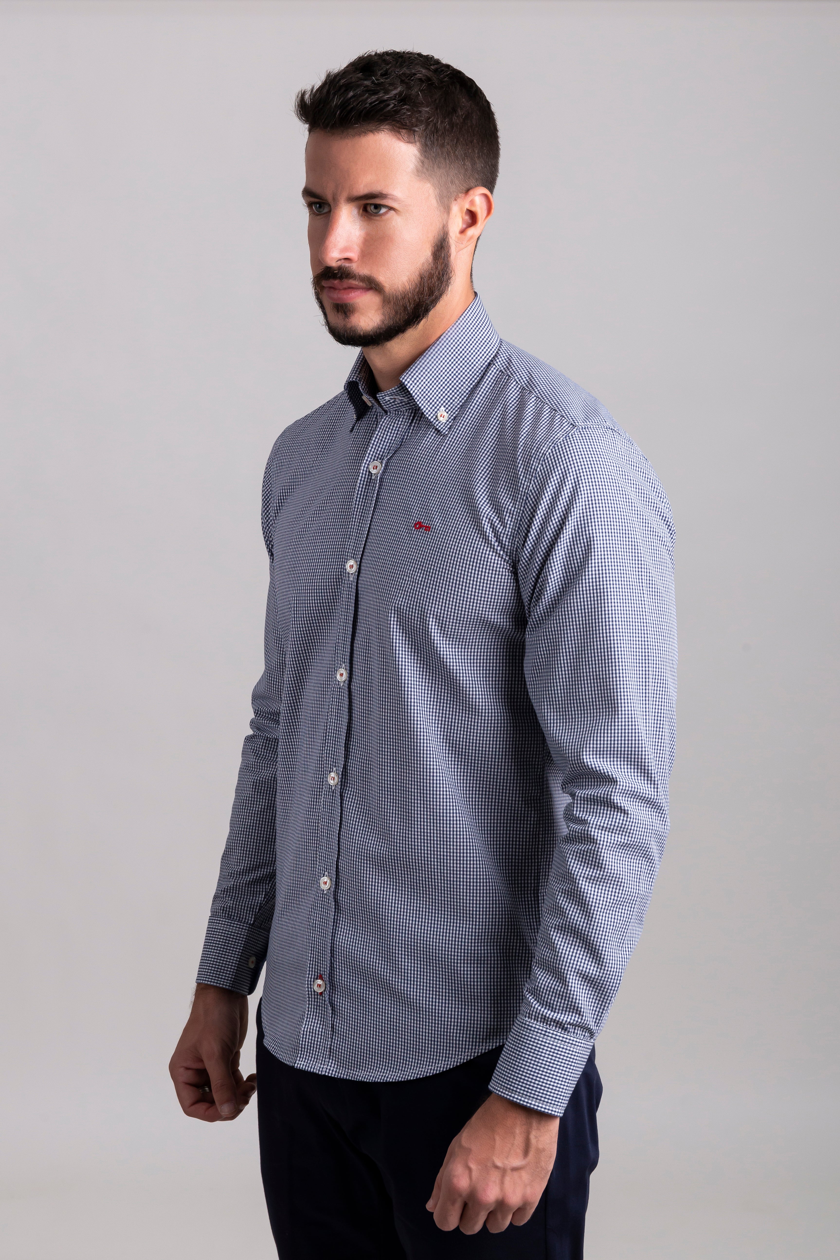 Camisa Cuadros Mini Azul Marino