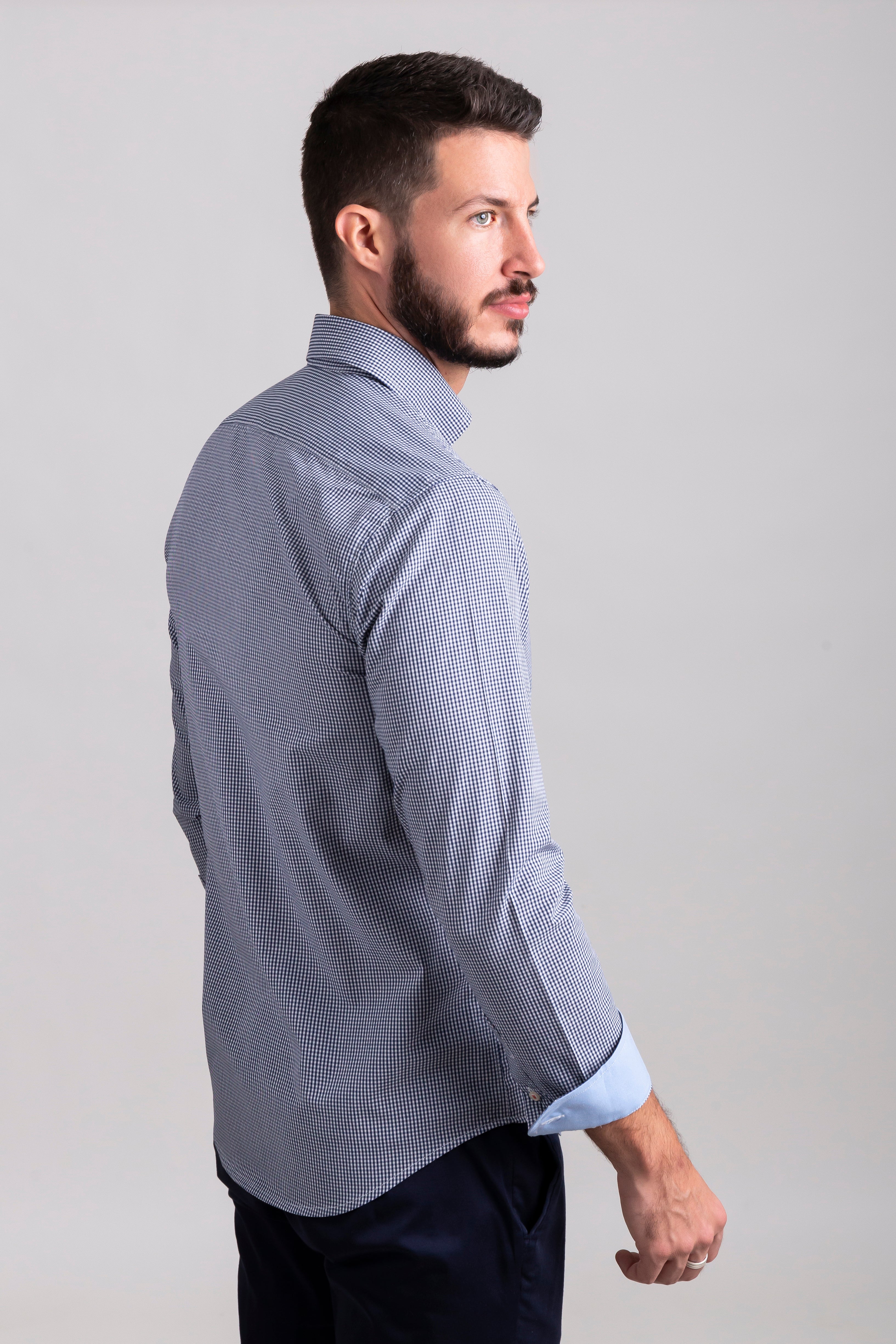 Camisa Cuadros Mini Azul Marino