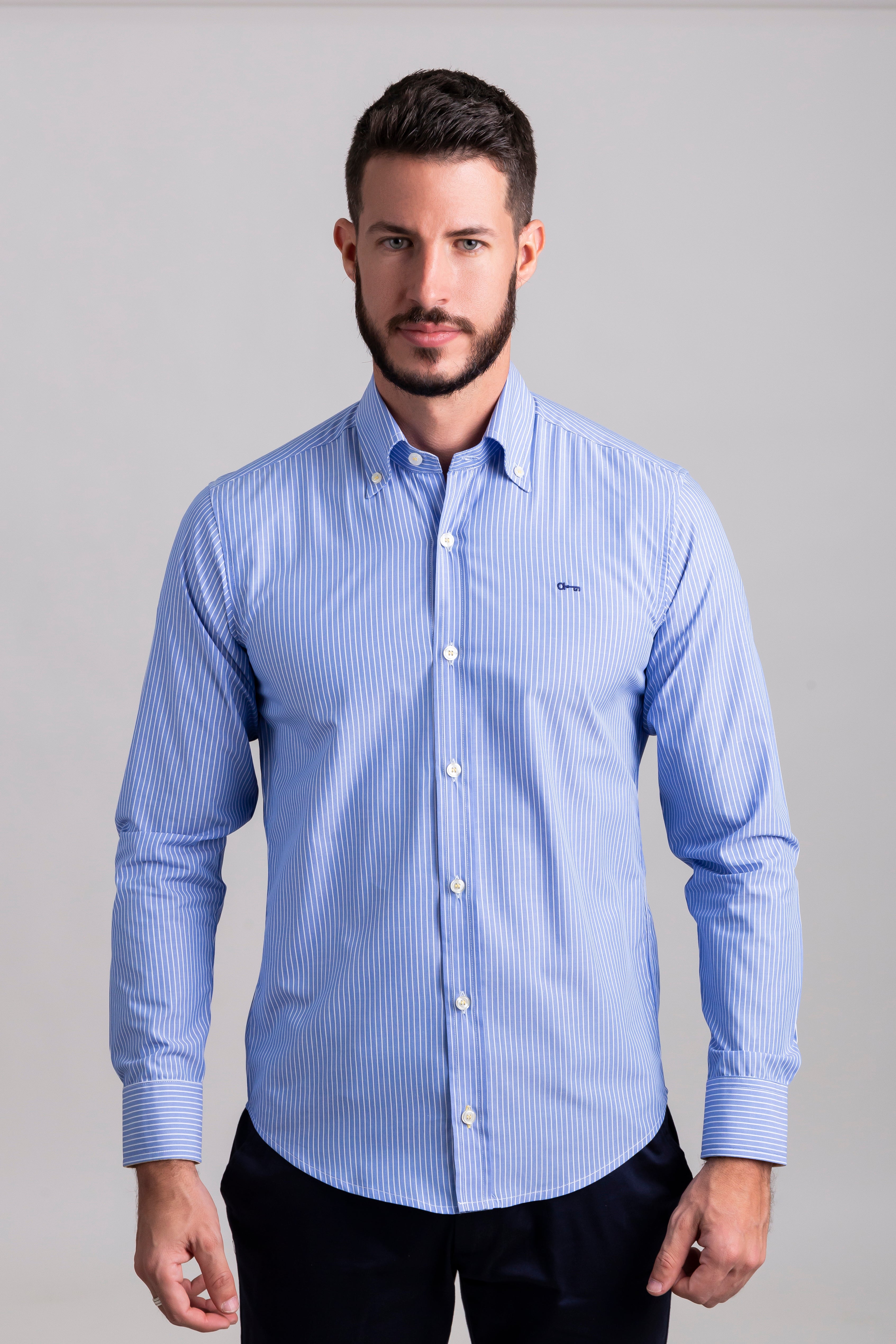Camisa Rayas Azul Rey