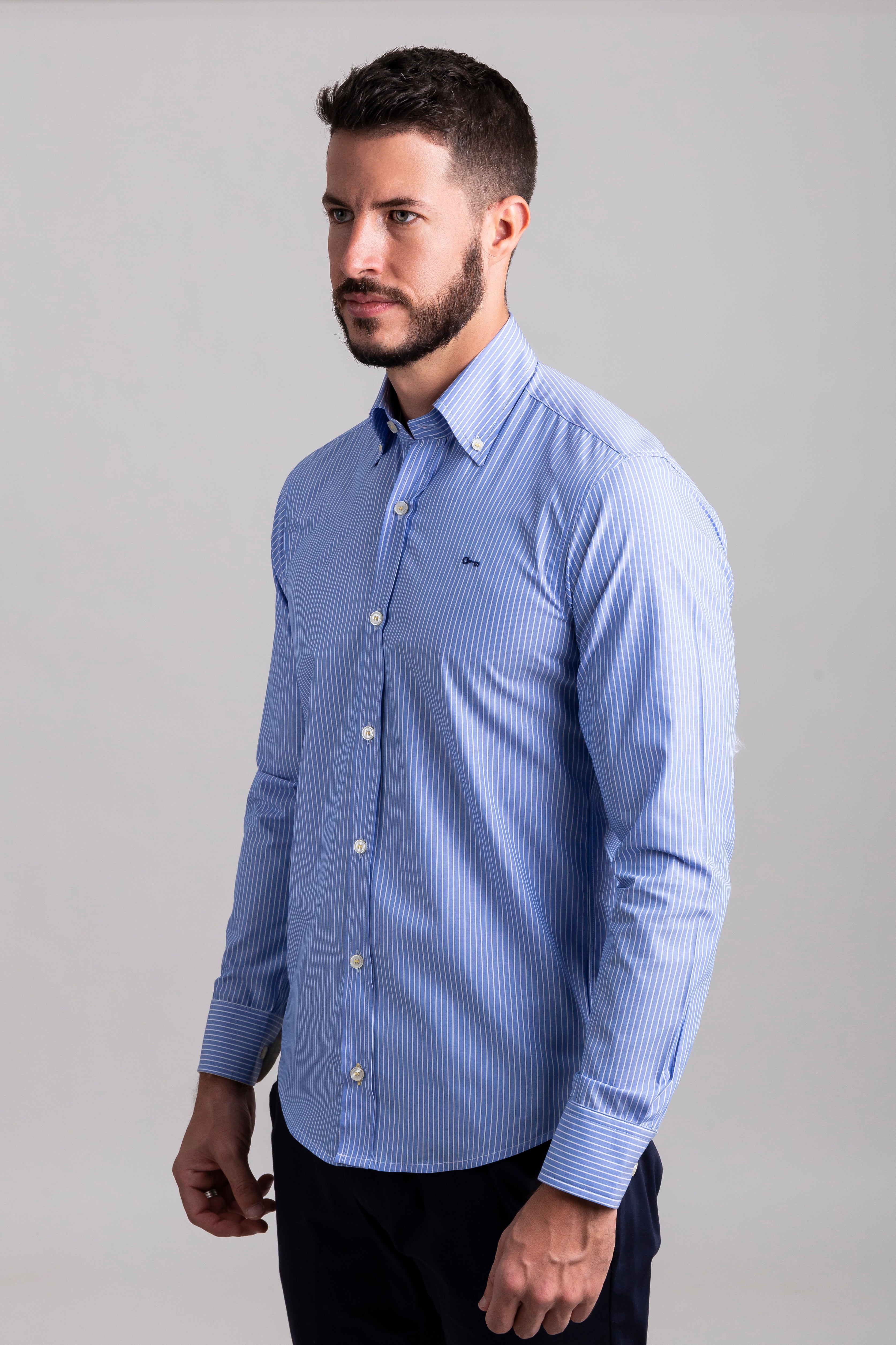 Camisa Rayas Azul Rey