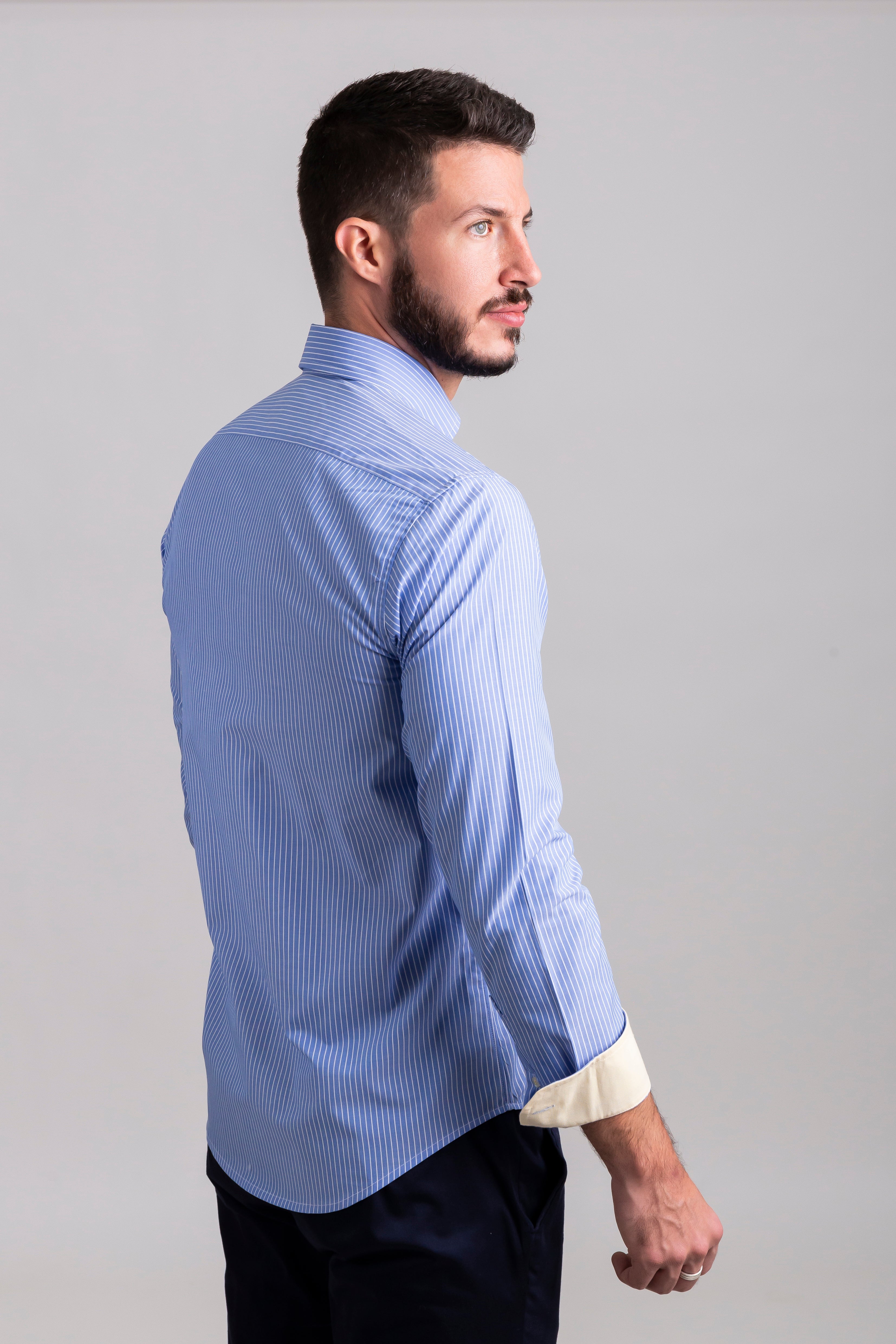 Camisa Rayas Azul Rey