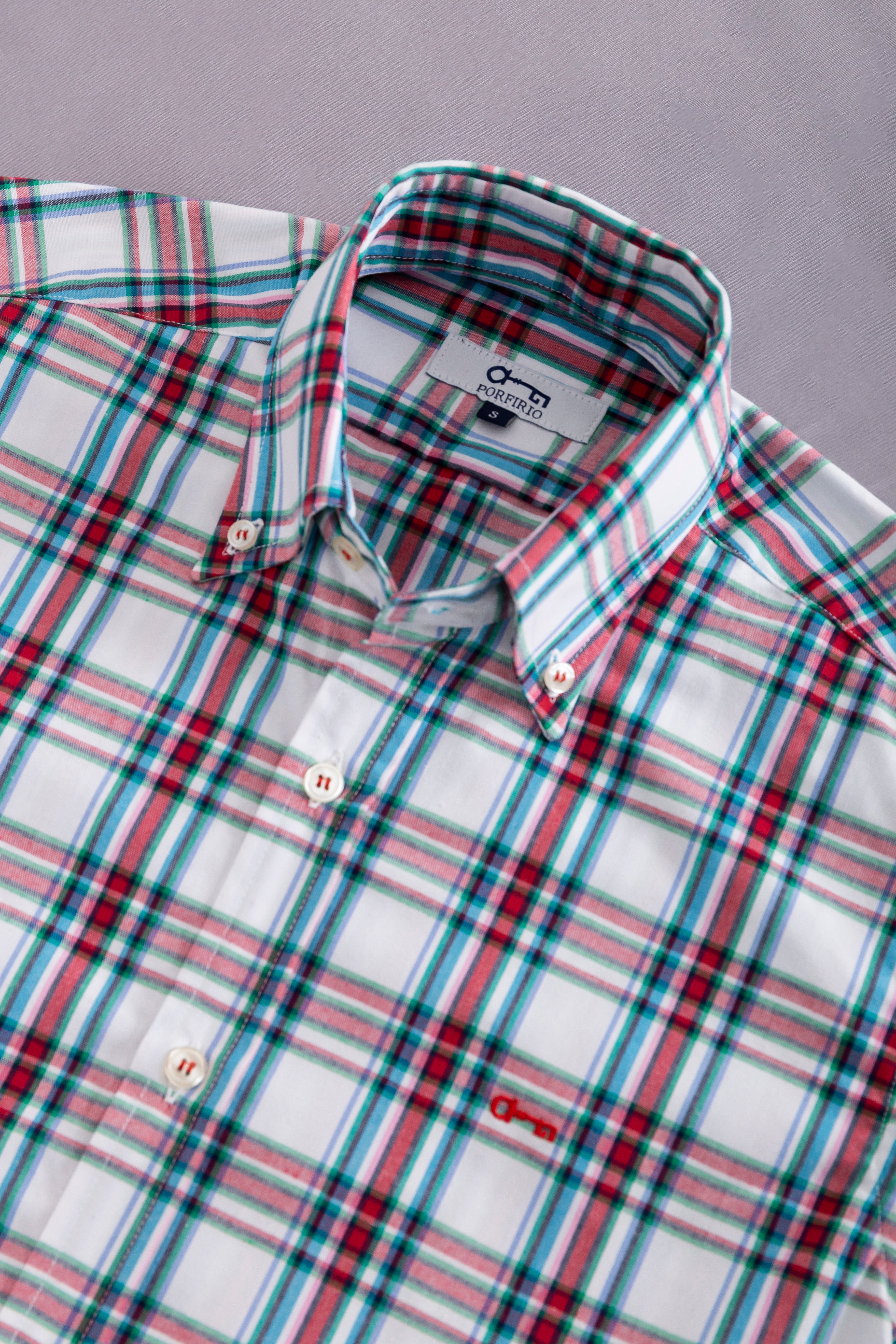 Cuadros Oxford Blanco, Líneas Rojo/Verde