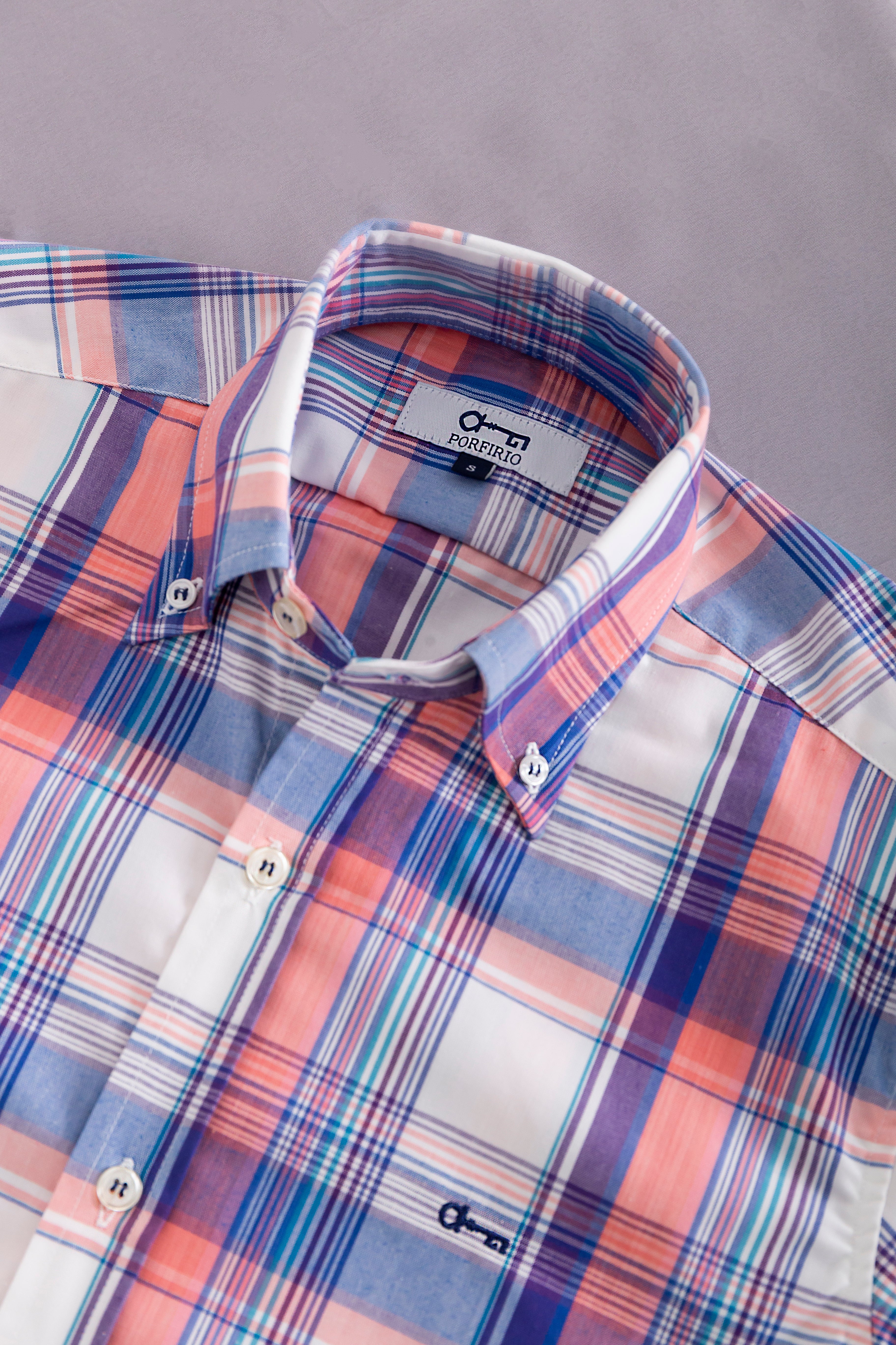 Cuadros Oxford Blanco, Líneas Rosa/Cielo