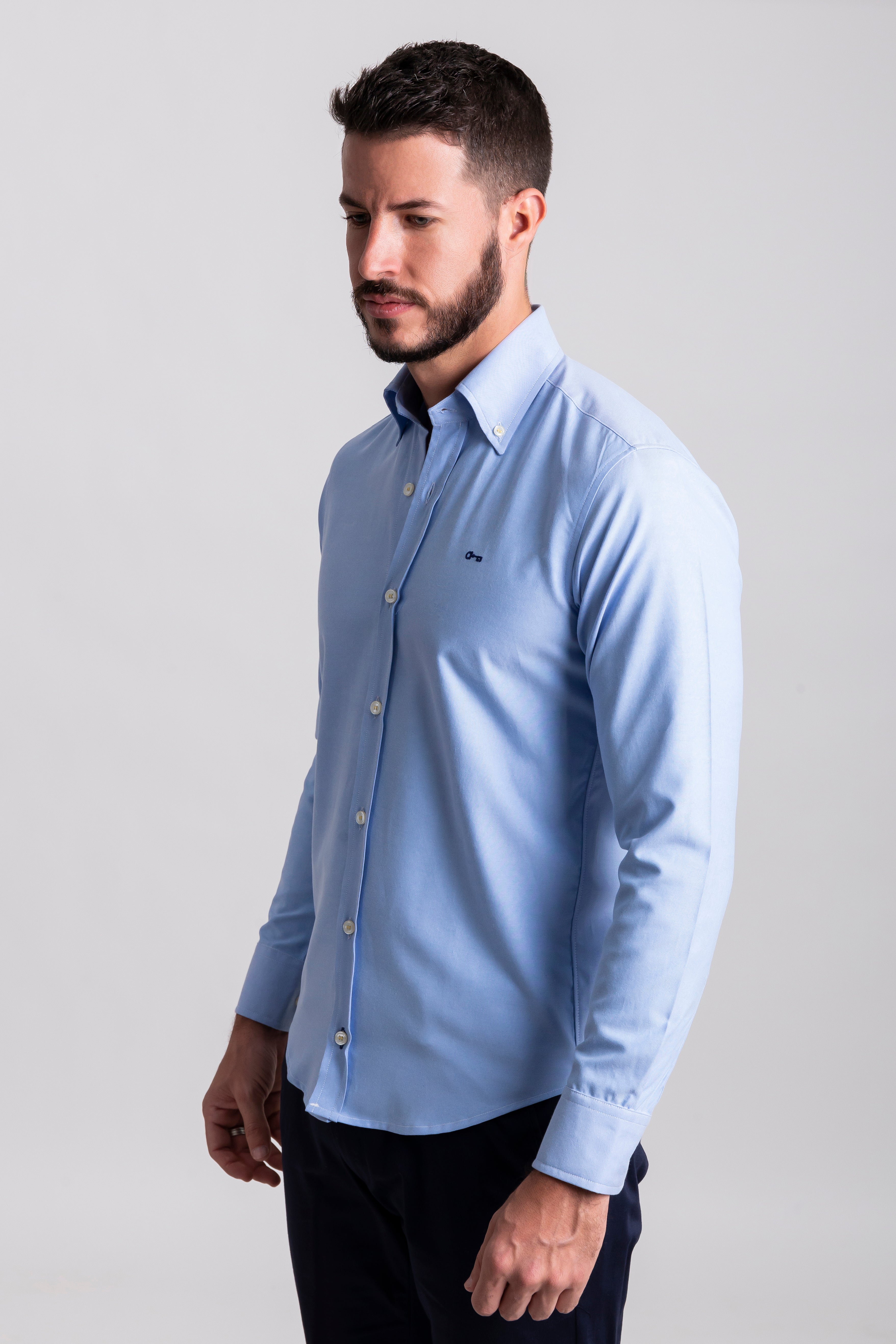 Camisa Oxford Azul Cielo Contrastes Rayas