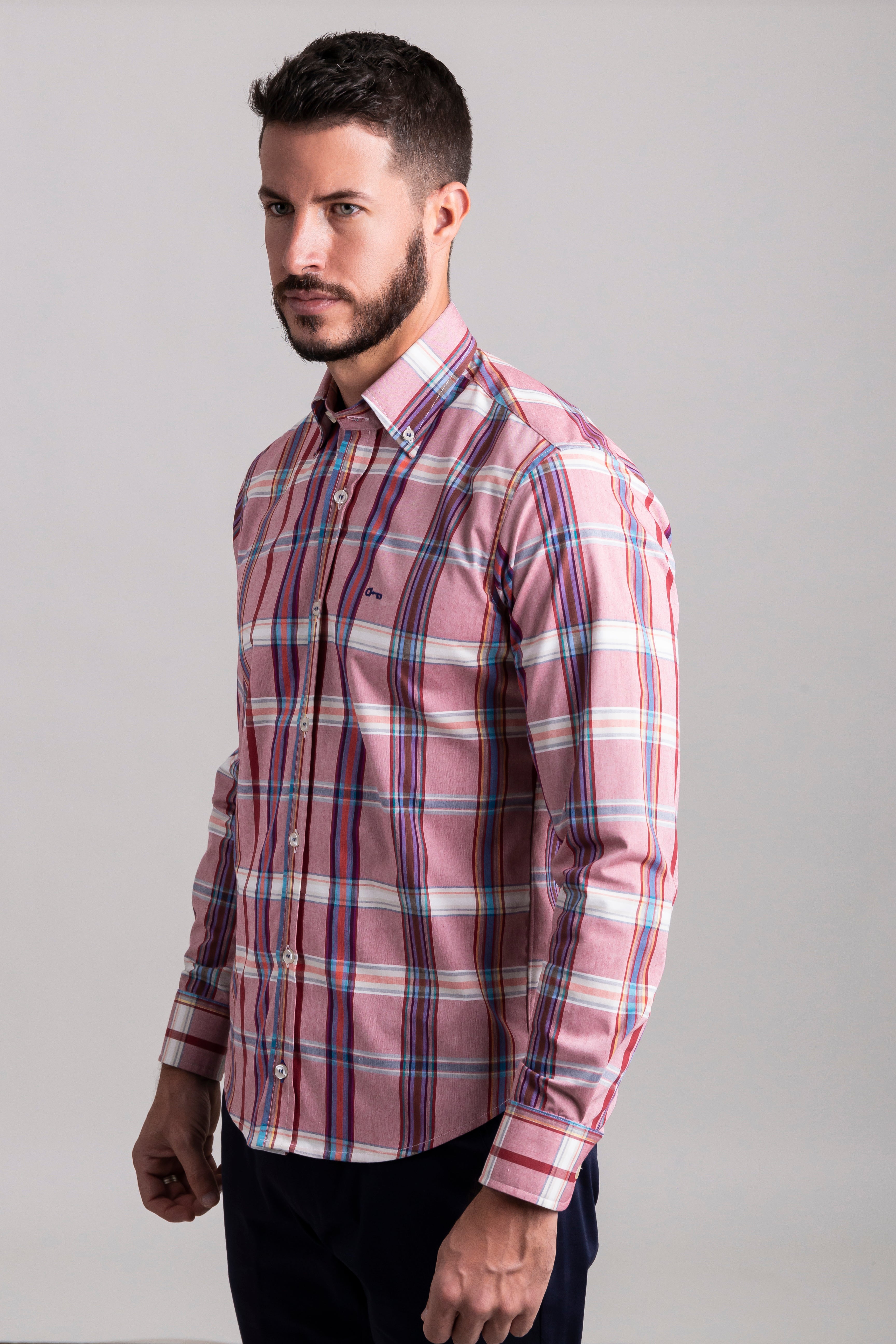 Cuadros Oxford Rojo, Líneas Azul/Rojo