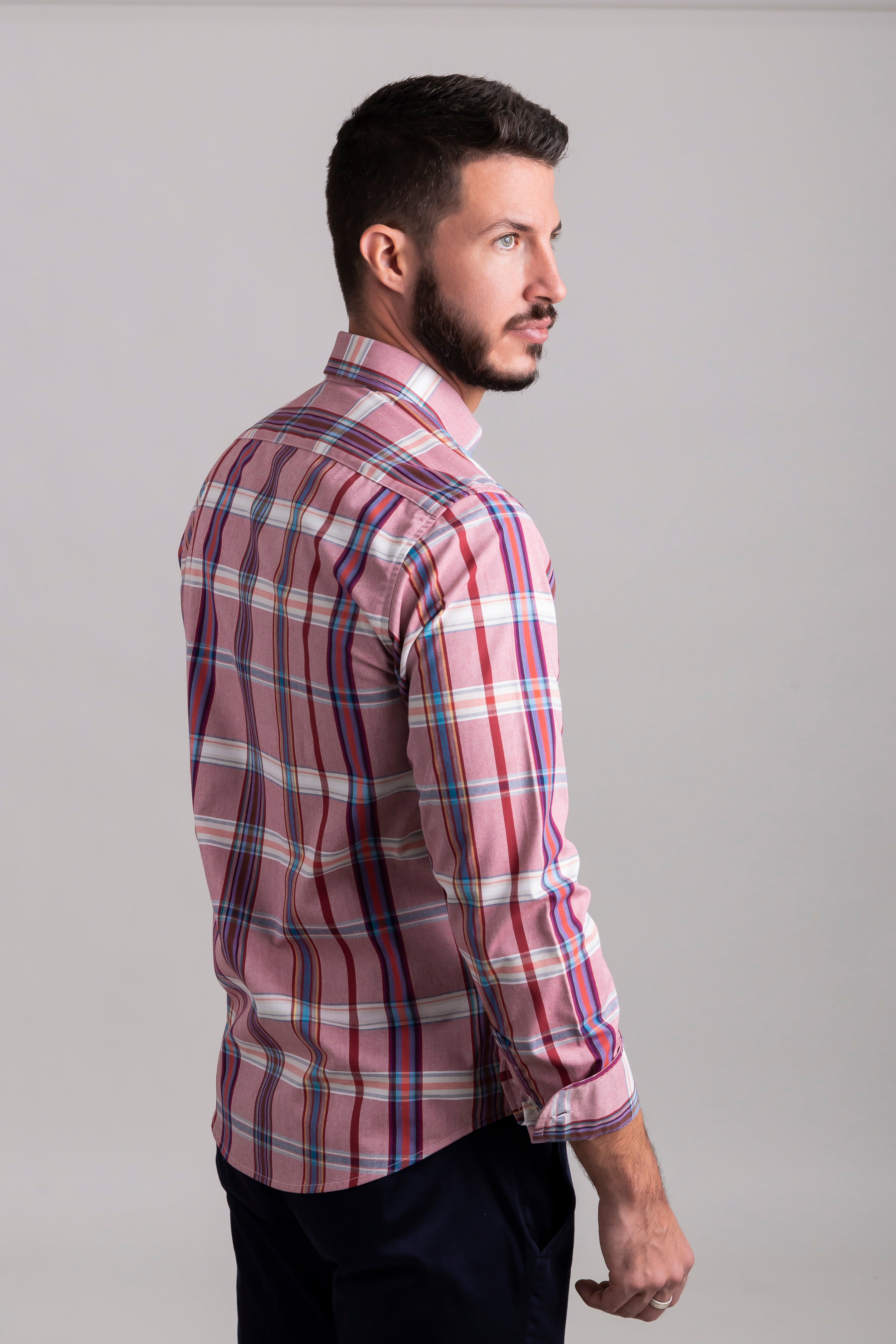 Cuadros Oxford Rojo, Líneas Azul/Rojo