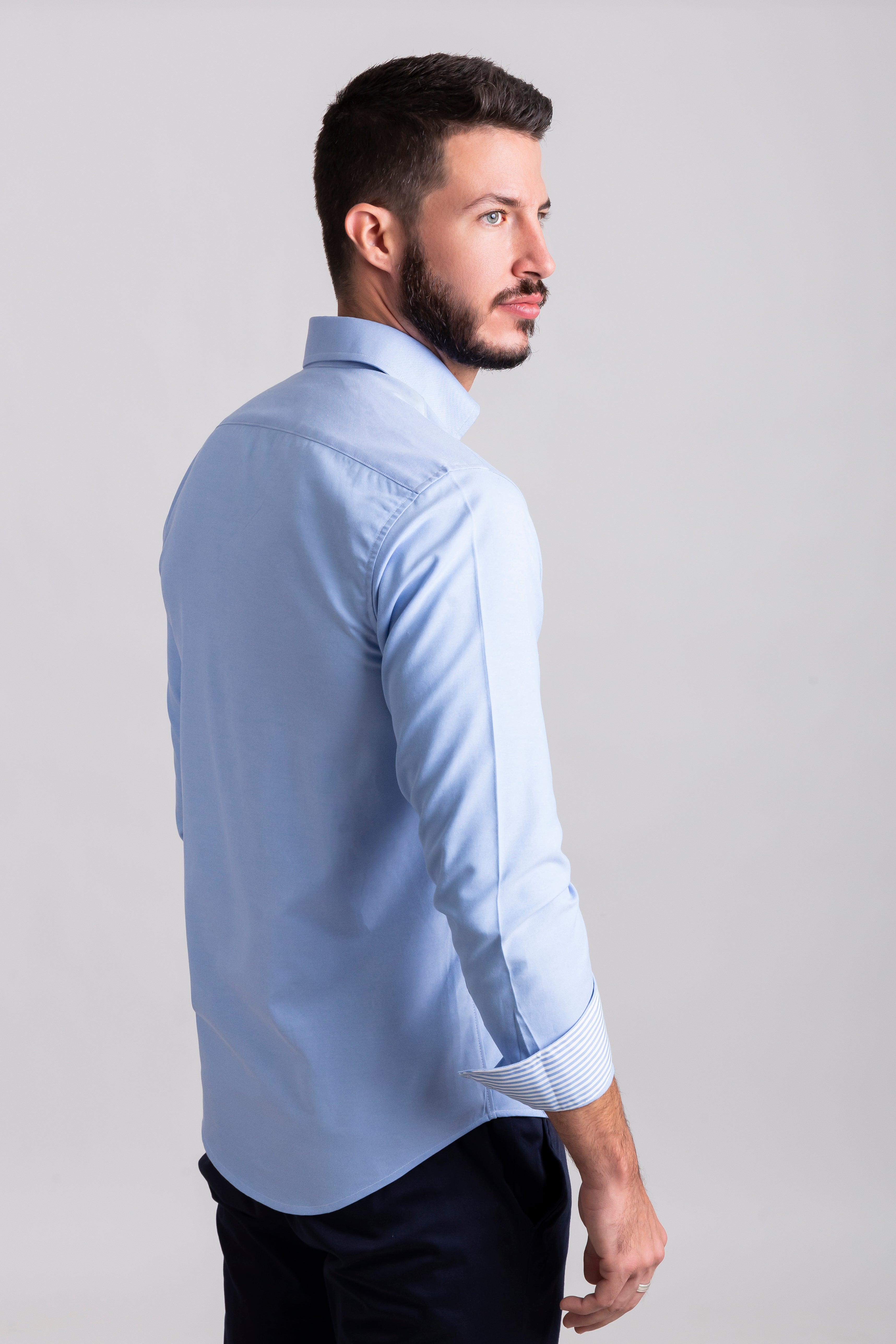 Camisa Oxford Azul Cielo Contrastes Rayas