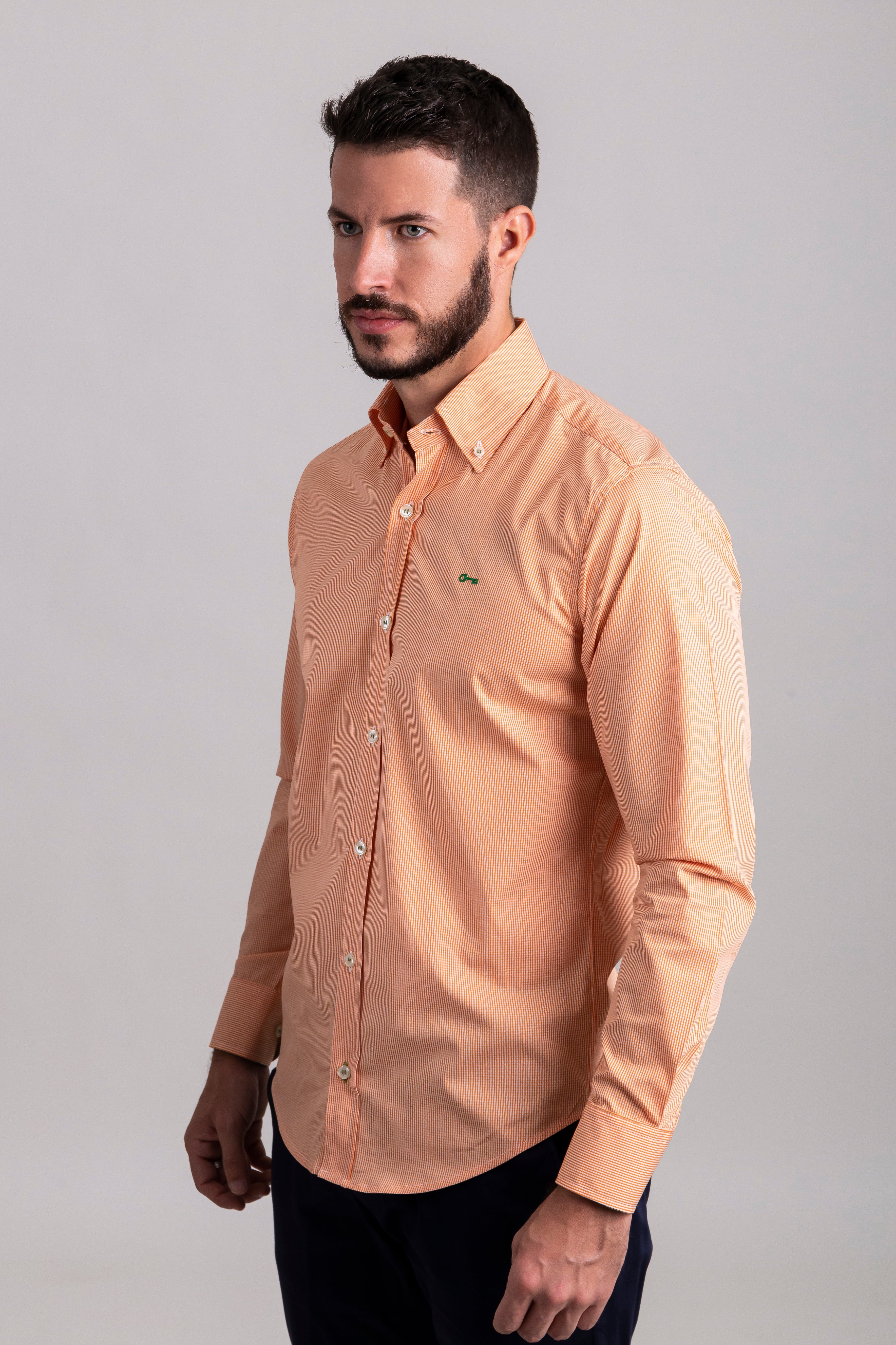 Camisa Cuadros Mini Naranja