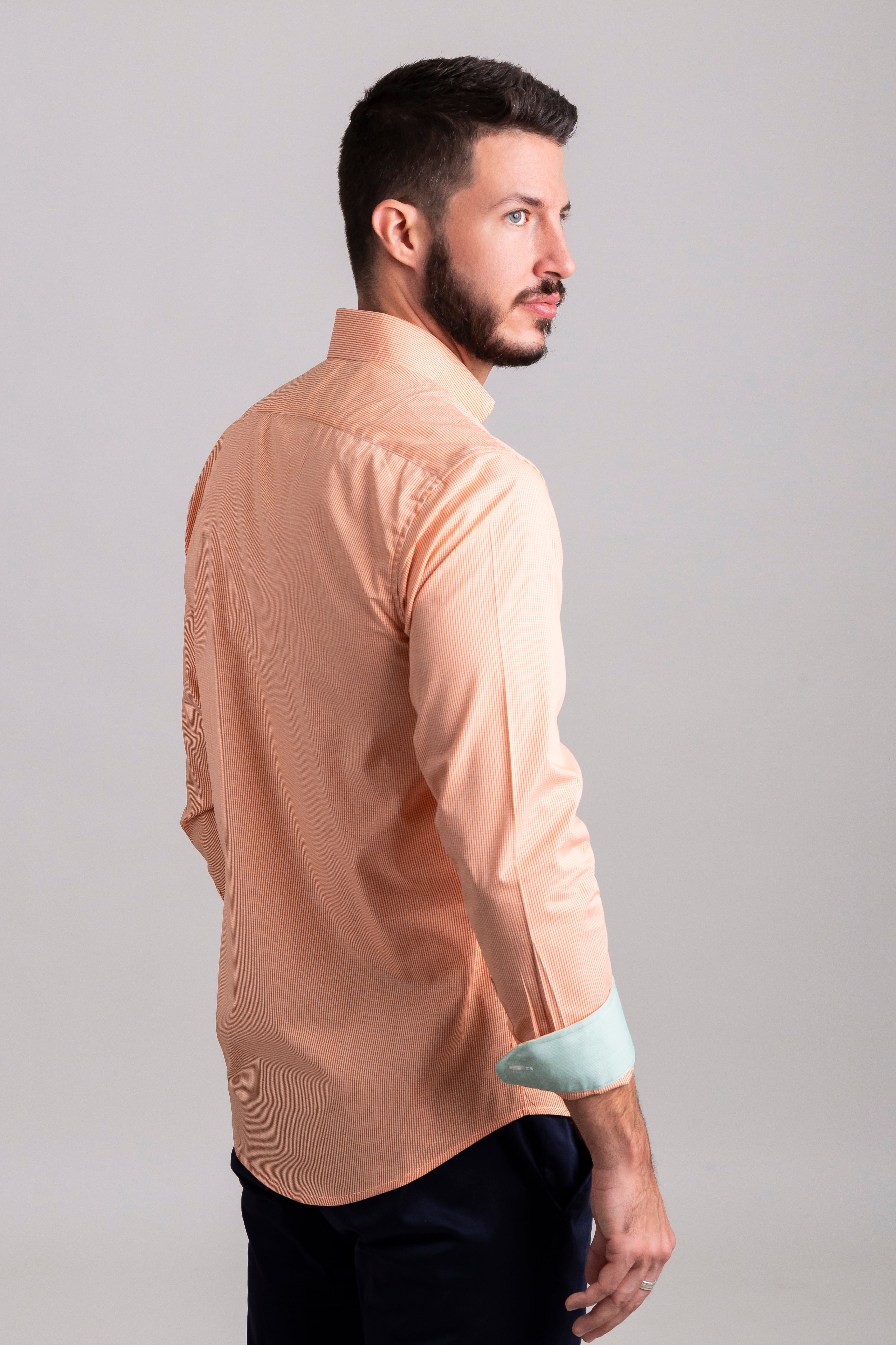 Camisa Cuadros Mini Naranja