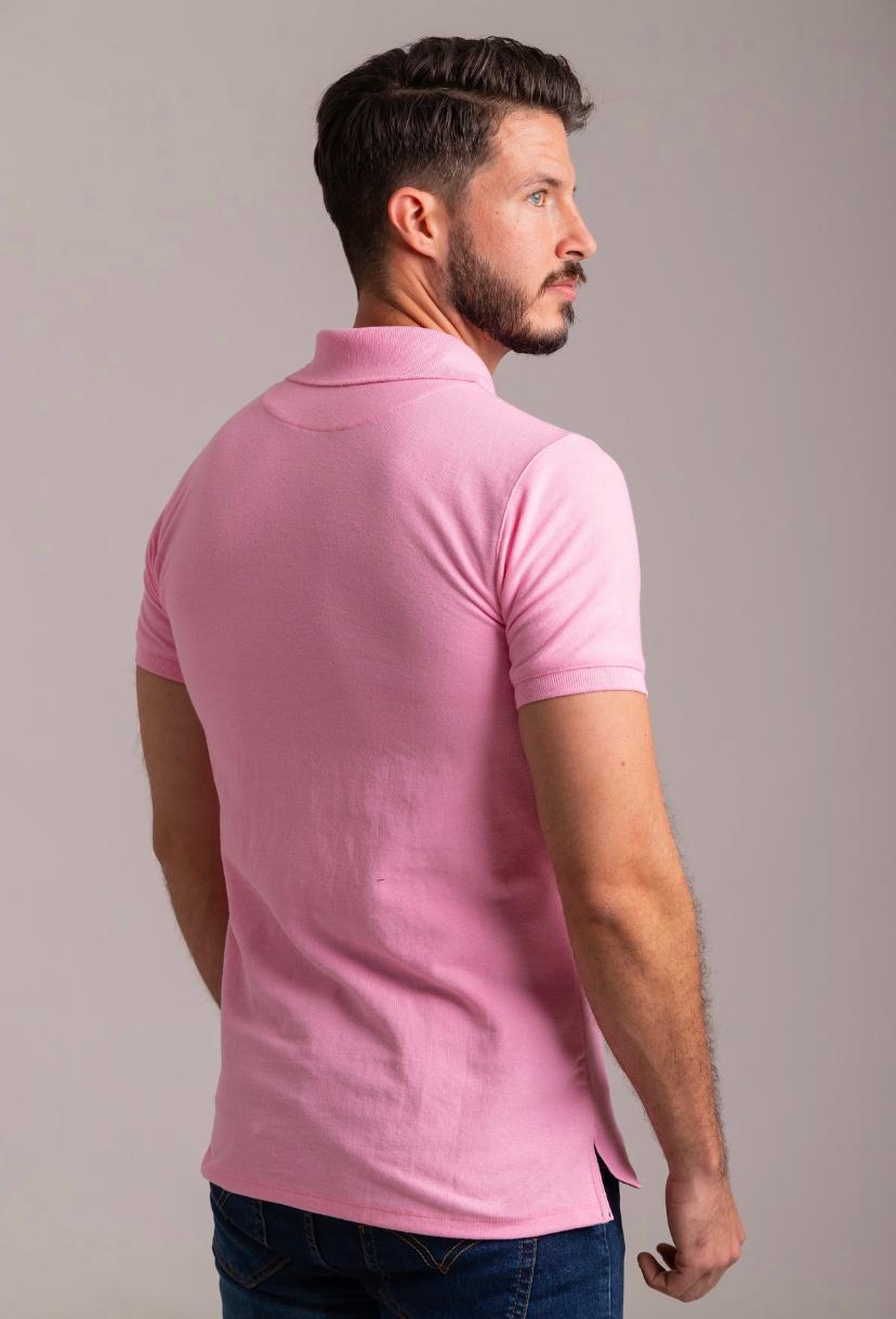 Zipper Polo Piqué Rosa