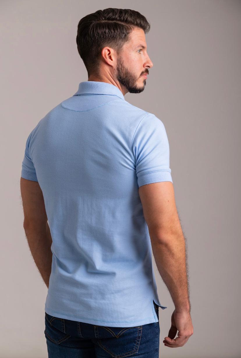 Zipper Polo Piqué Cielo