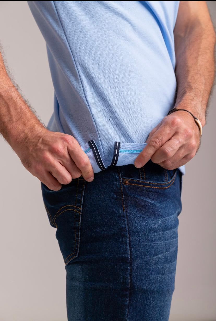 Zipper Polo Piqué Cielo