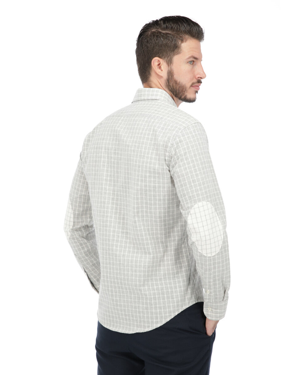 Camisa Cuadro Gris con Coderas