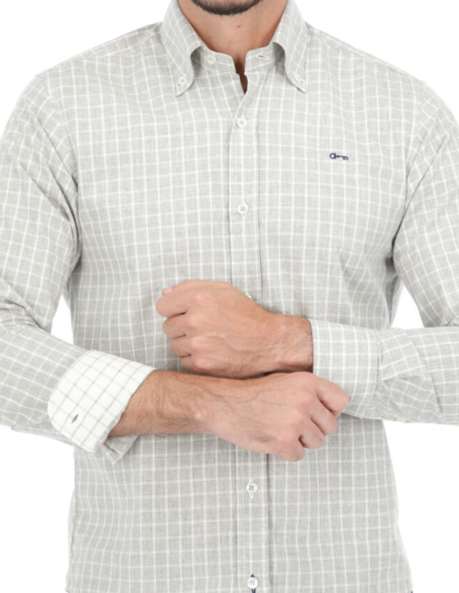 Camisa Cuadro Gris con Coderas