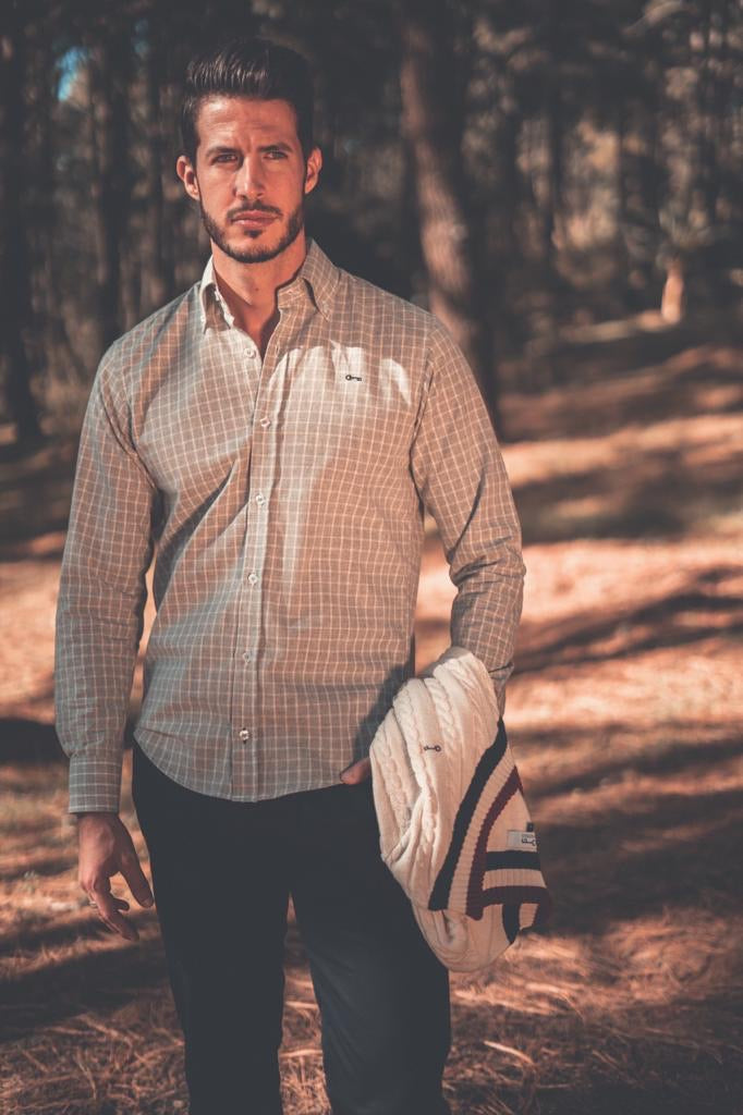 Camisa Cuadro Gris con Coderas