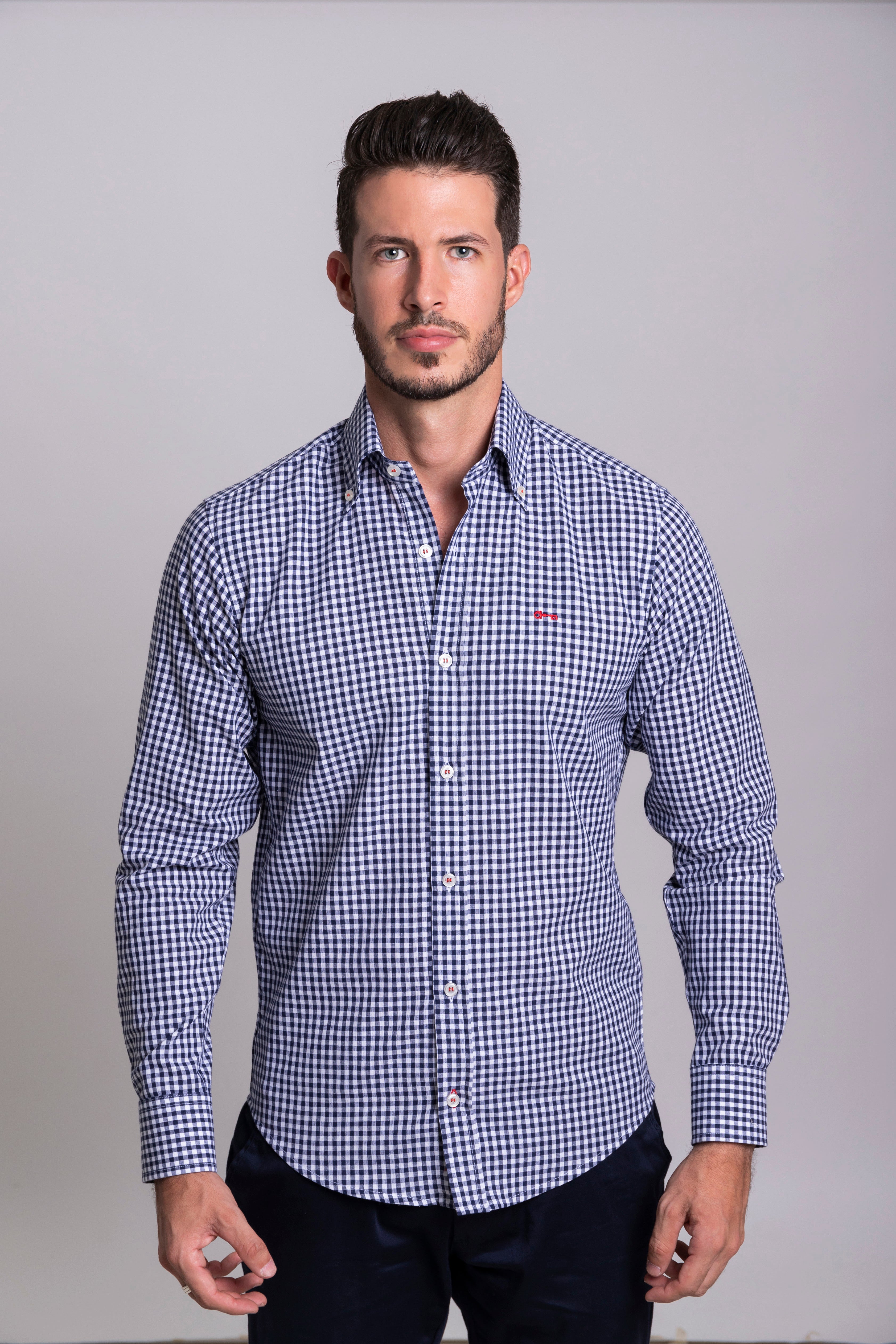 Camisa Cuadro Pequeño Marino