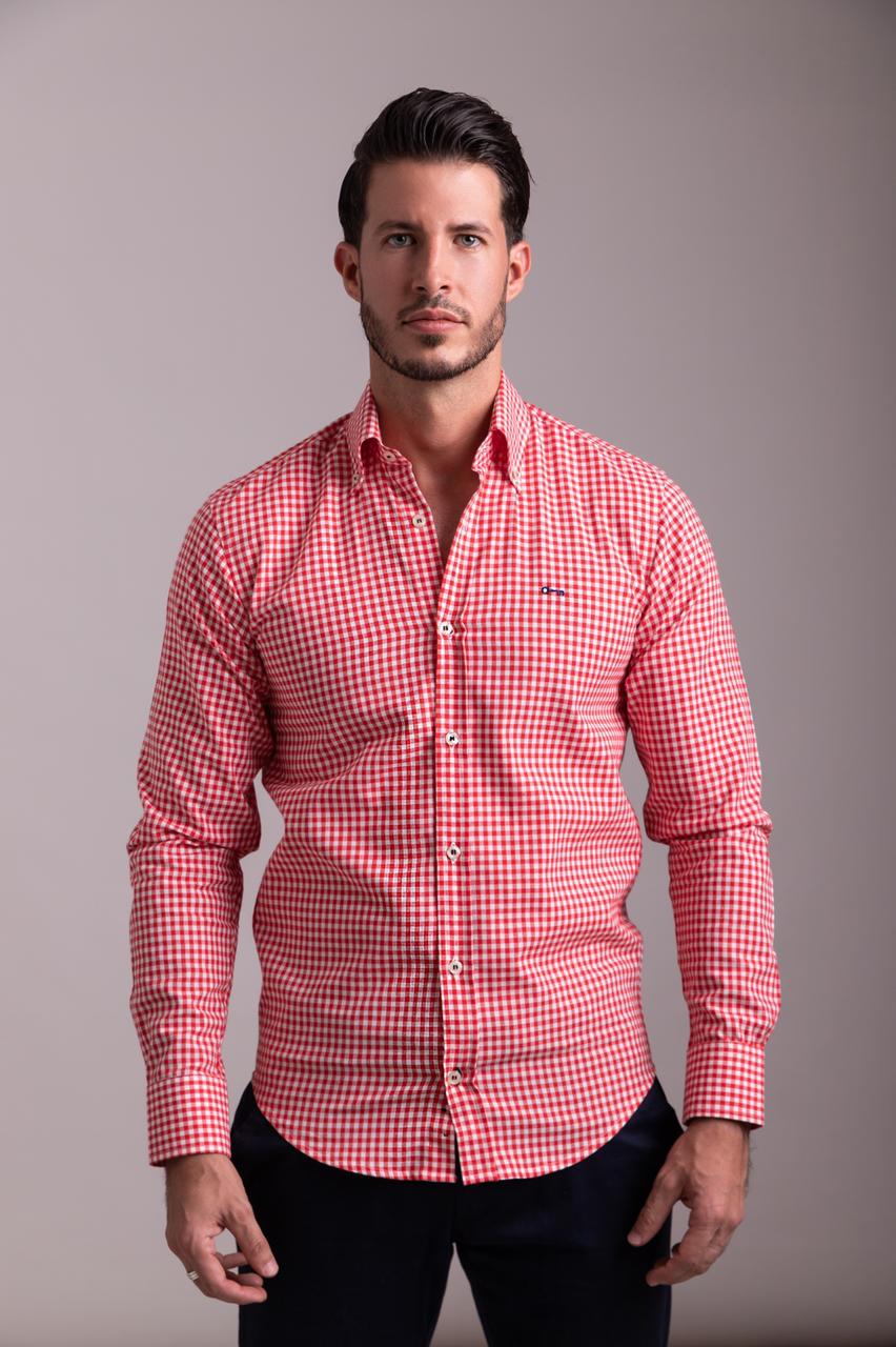 Camisa Cuadro Pequeño Rojo