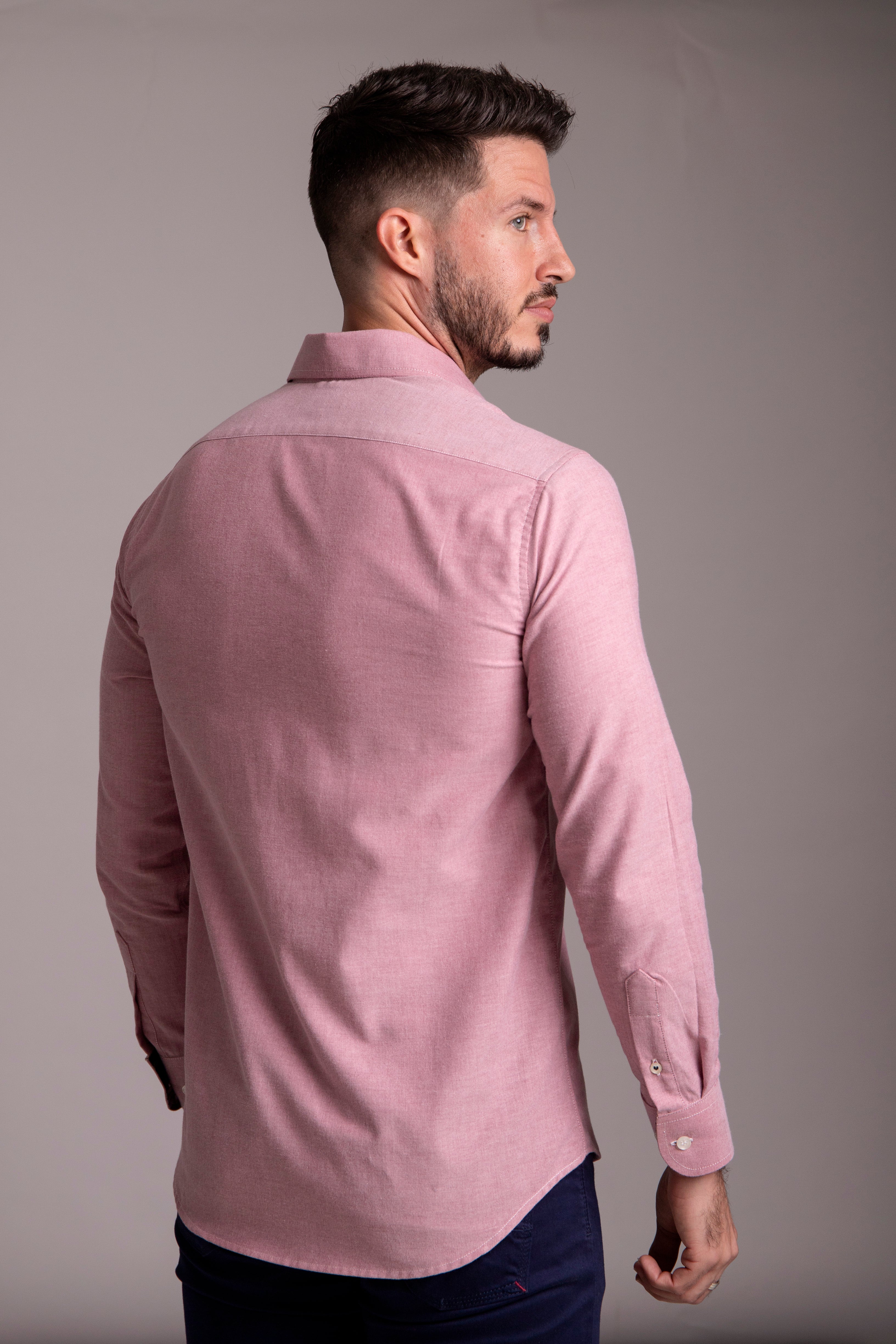 Camisa Oxford Ligero Tinto con Contrastes