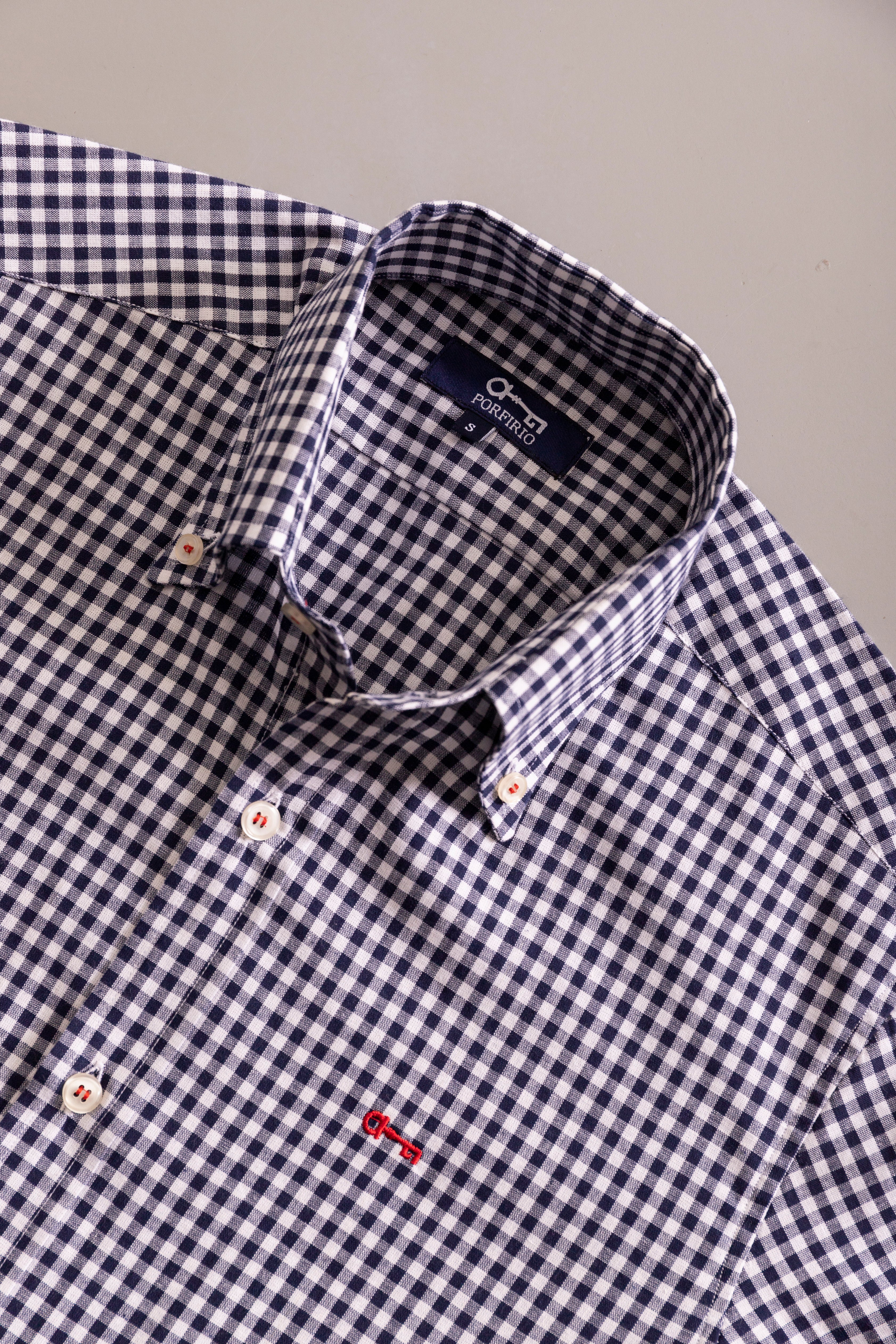 Camisa Cuadro Pequeño Marino