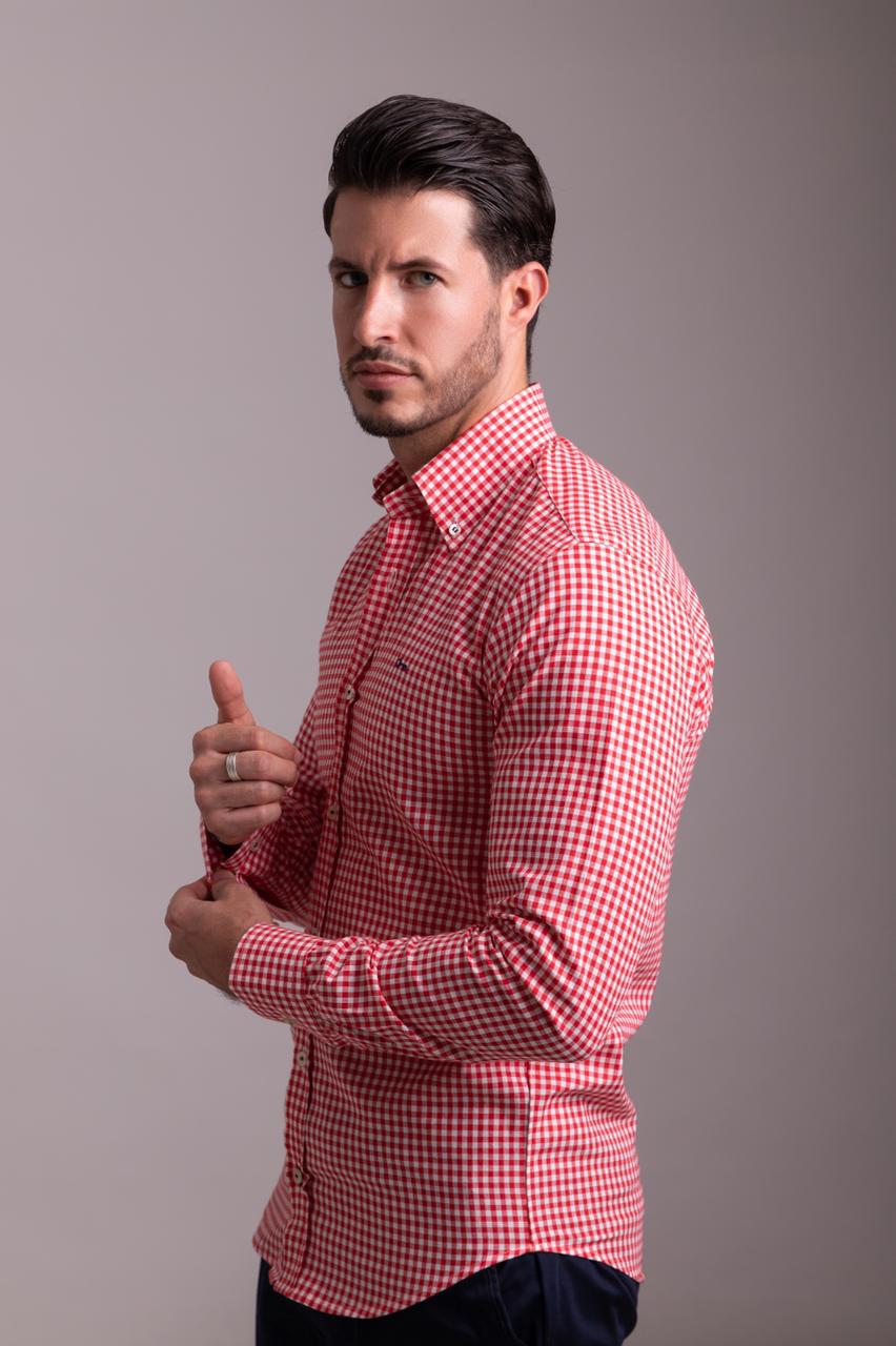 Camisa Cuadro Pequeño Rojo