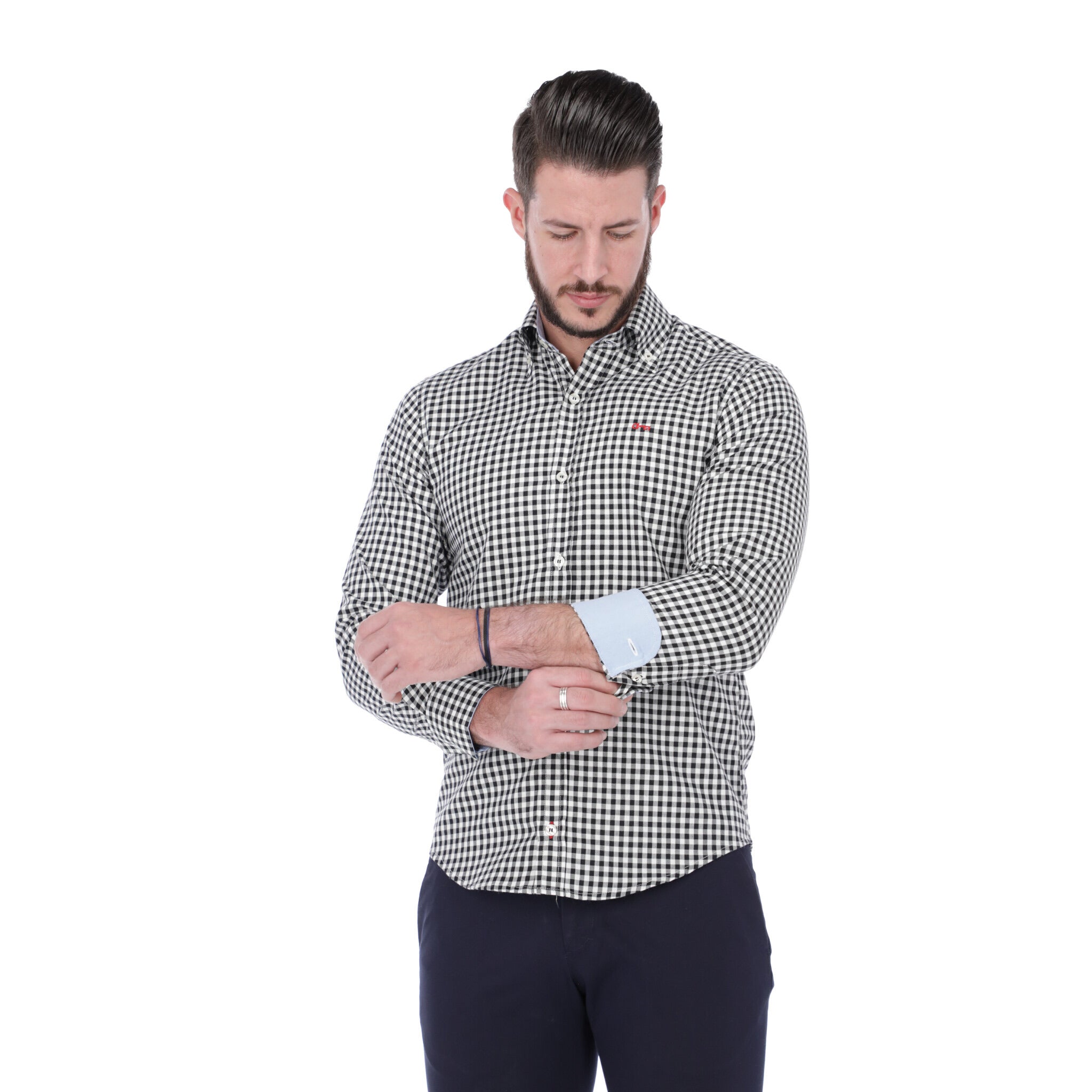 Cuadro Negro con Oxford Azul Cielo