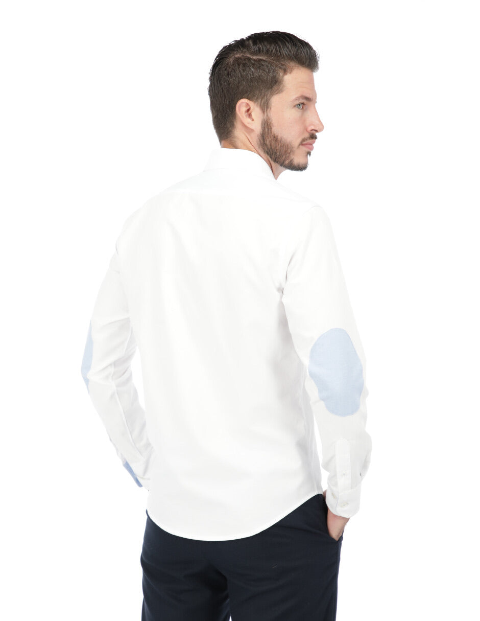 Camisa Blanca Tejido Oxford con Coderas