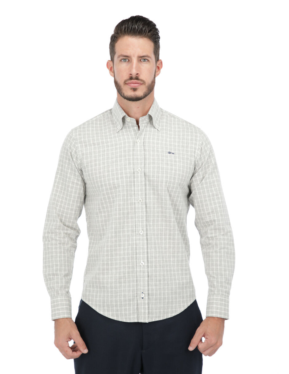 Camisa Cuadro Gris con Coderas