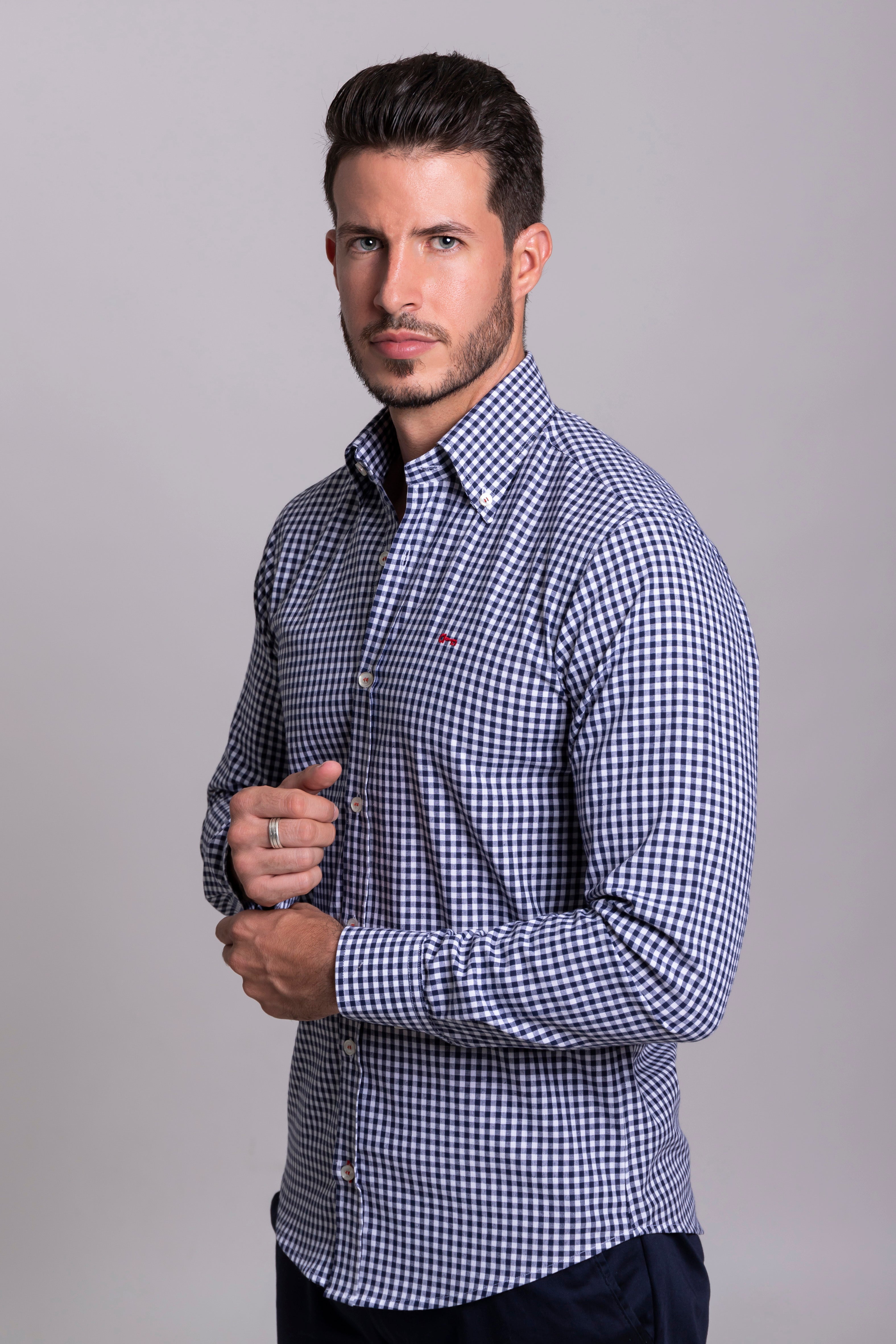 Camisa Cuadro Pequeño Marino