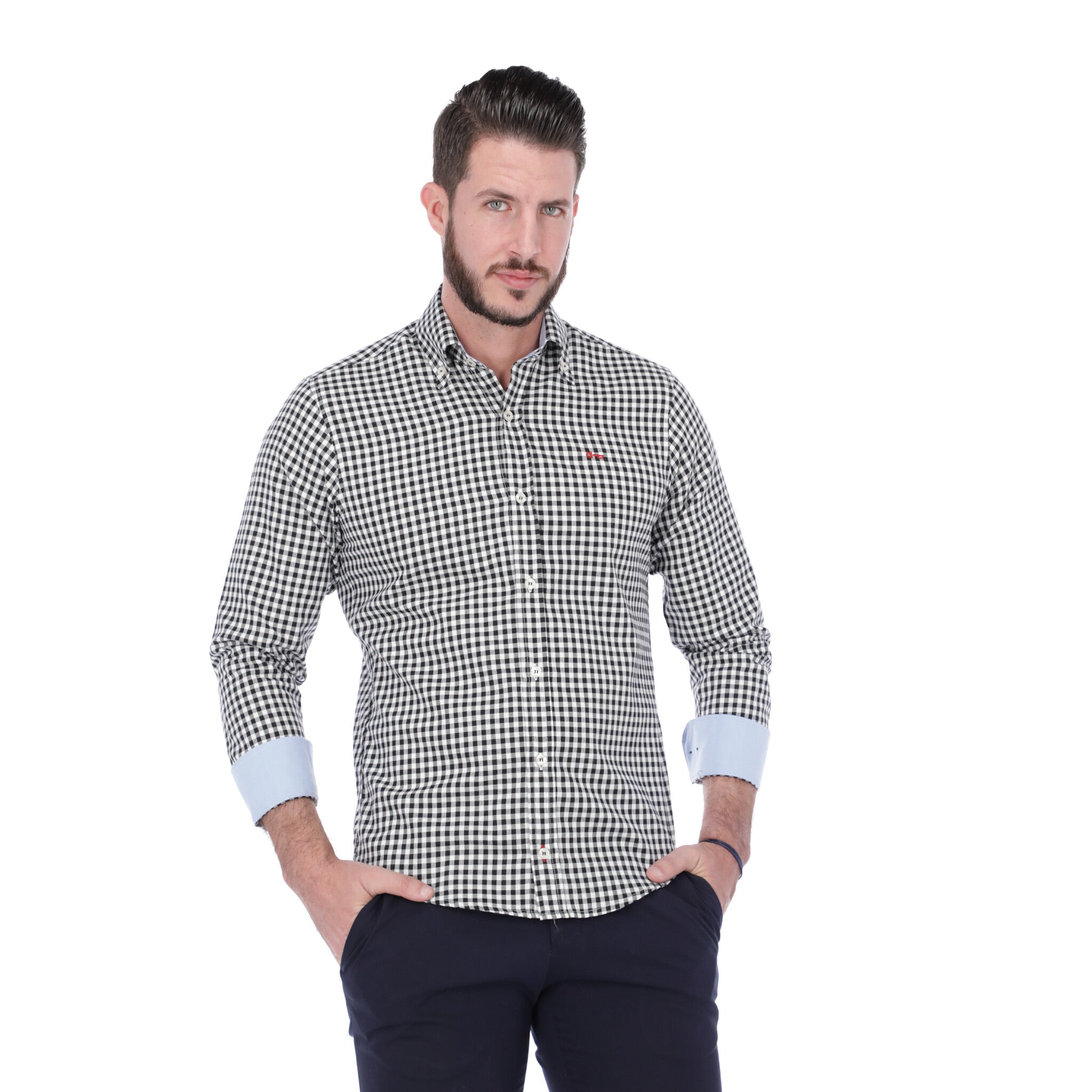 Cuadro Negro con Oxford Azul Cielo