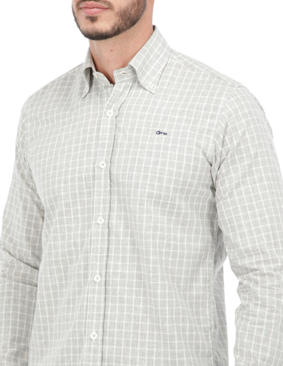 Camisa Cuadro Gris con Coderas