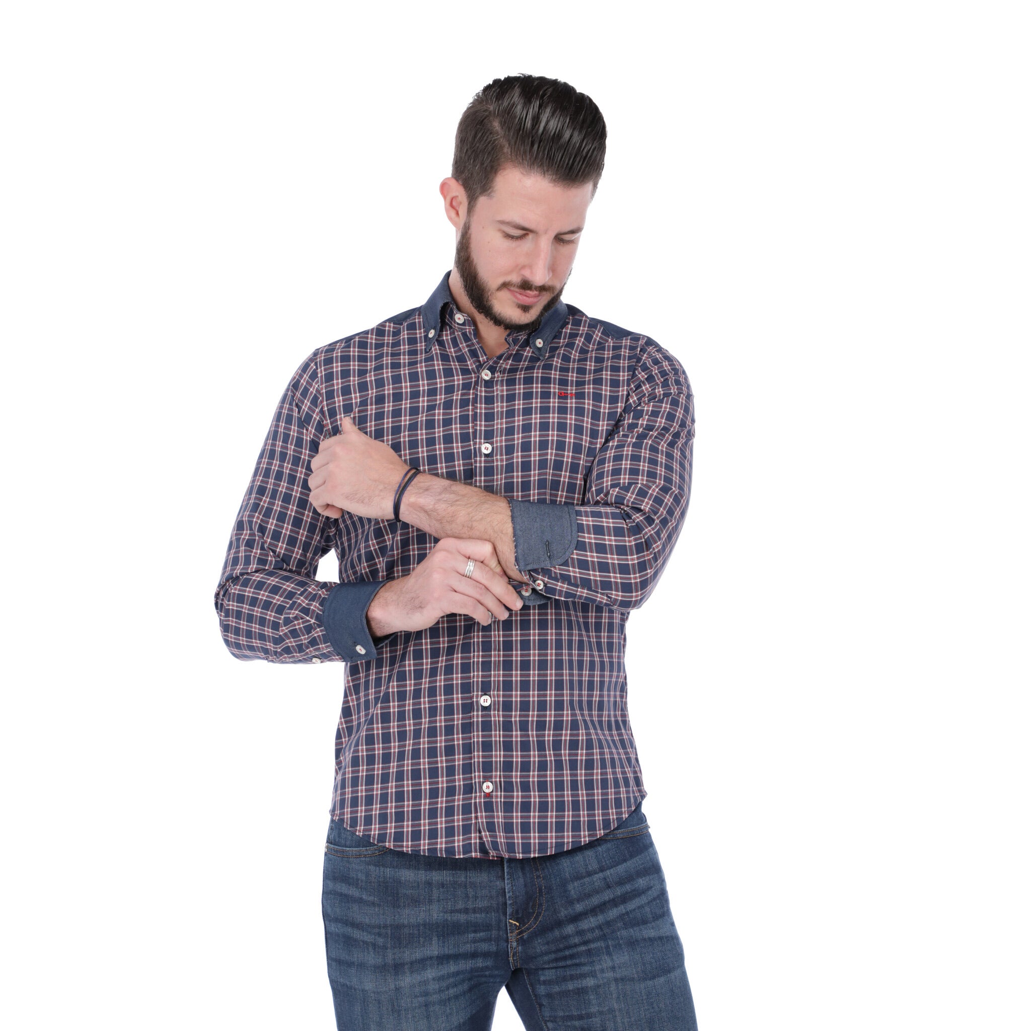 Camisa Cuadro con Mezclilla