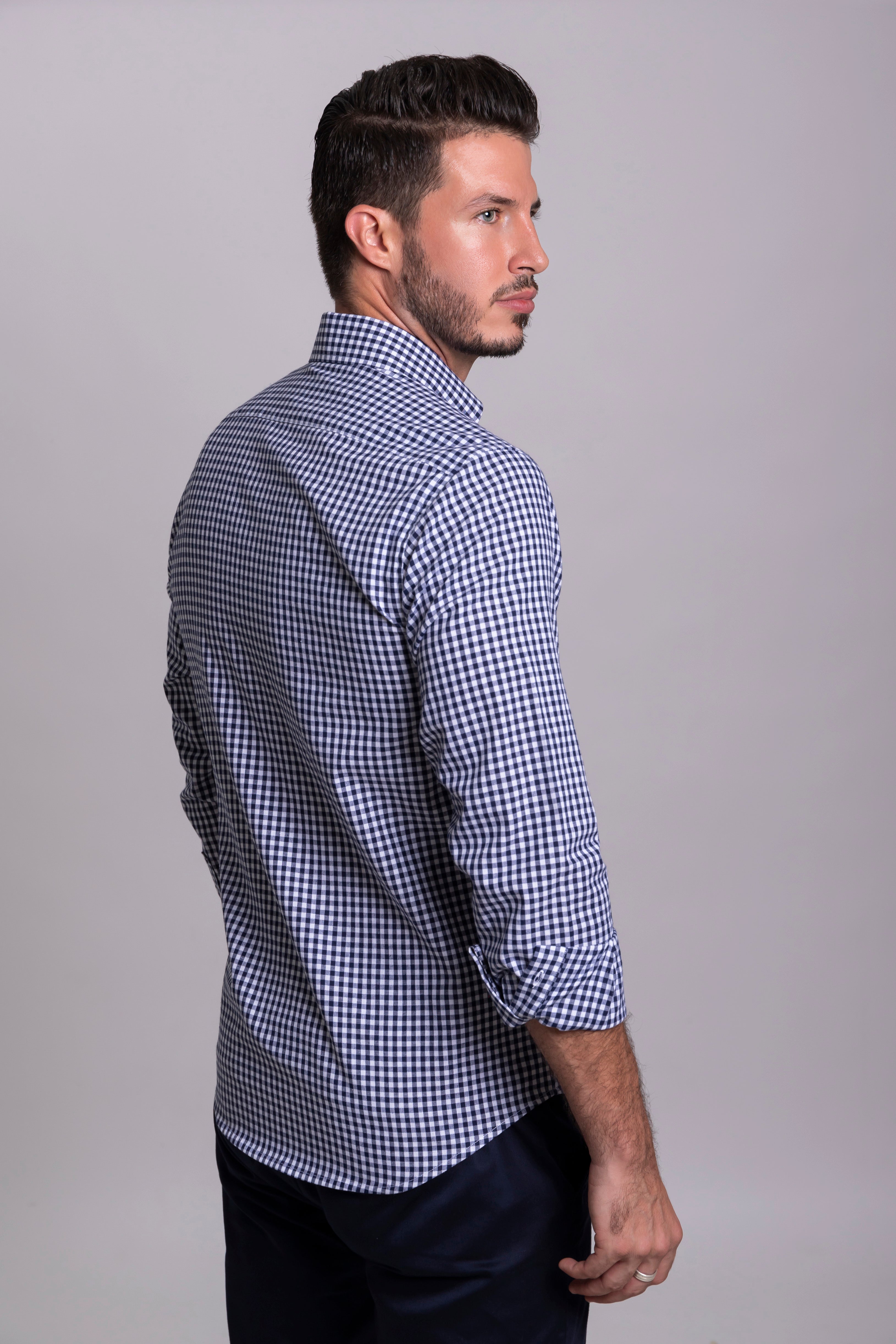 Camisa Cuadro Pequeño Marino